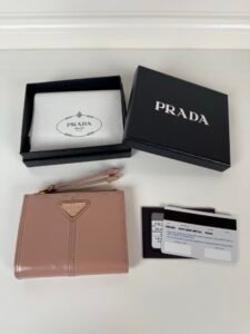 Prada Rosa Saffiano Zip-Around Compact Wallet