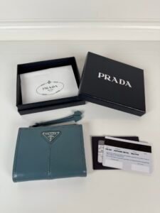 Prada Baltico Saffiano Zip-Around Compact Wallet
