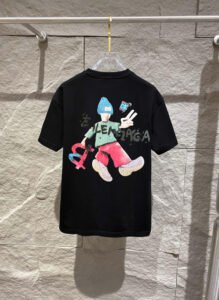 Balenciaga Graffiti Doll Oversized T-Shirt, Unisex Black Cotton Crew Neck Short Sleeve with Back Graphic Print