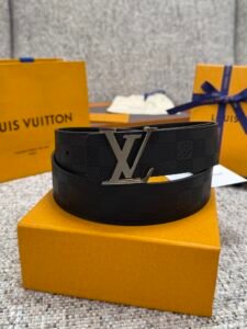 Louis Vuitton 3.5cm Belt for Men, 005 Black Check, Damier Infini Leather with Gunmetal LV Buckle, Luxury Designer Dress Belt