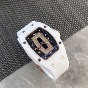 Richard Mille, White Ceramic Case, Diamond-Set Dial, White Rubber Strap, Automatic Ladies' Watch