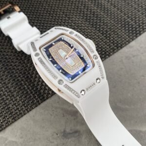 Richard Mille, White Ceramic Case, Diamond-Set Bezel & Mother-of-Pearl Dial, White Rubber Strap, Automatic Ladies' Watch