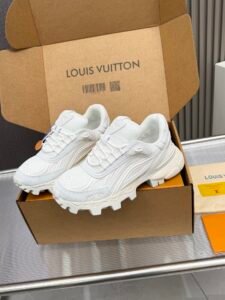 Louis Vuitton White Mesh Paneled Sneakers, Chunky Track Sole, Luxury Casual Men's/Women's Shoes