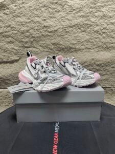 Balenciaga 3XL White Grey Pink Mesh & Leather Sneakers, Retro Chunky Luxury Casual Women's Shoes