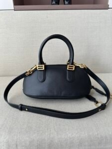 Balenciaga Black Grained Calfskin Leather Boston Bag, Gold Hardware Luxury Handbag