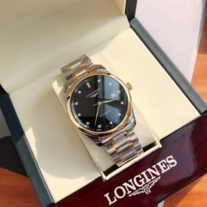 Longines Master Collection Men's Automatic Watch, 18K Yellow Gold & Stainless Steel Two-Tone Bracelet, Black Diamond Dial, Date Display, Swiss Made Luxury Business Dress Watch