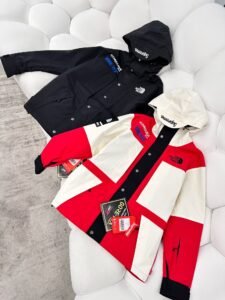 Supreme x The North Face Men's Limited Edition Waterproof Hardshell Windbreaker, Black/Red-White, Gore-Tex® Cordura® Technology, Outdoor Hiking Jacket