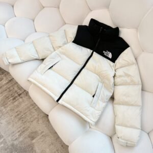 The North Face Men's 1996 Retro Nuptse 700 Fill Down Jacket, Off-White/Black, Puffer Insulated Winter Coat