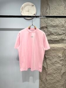 Christian Dior Unisex Oversized Logo Patch T-Shirt, Pink, Luxury Casual Short Sleeve Top