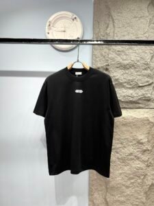 Christian Dior Unisex Oversized Logo Patch T-Shirt, Black, Luxury Casual Short Sleeve Top