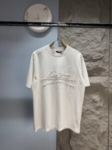Louis Vuitton Unisex Embroidered Monogram Oversized T-Shirt, White, Luxury Casual Short Sleeve Top
