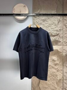 Louis Vuitton Unisex Embroidered Monogram Oversized T-Shirt, Navy Blue, Luxury Casual Short Sleeve Top