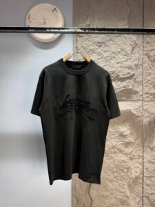 Louis Vuitton Unisex Embroidered Monogram Oversized T-Shirt, Black, Luxury Casual Short Sleeve Top