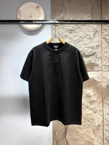 Balenciaga Unisex BB Logo Embroidered Oversized T-Shirt, Black, Luxury Casual Short Sleeve Top