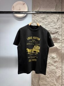 Louis Vuitton Unisex "Articles de Voyage" Print Oversized T-Shirt, Black, Luxury Casual Short Sleeve Top
