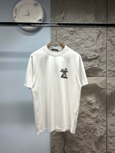 Louis Vuitton Unisex Abstract Monogram Graphic Embroidery Oversized T-Shirt, White, Luxury Casual Short Sleeve Top