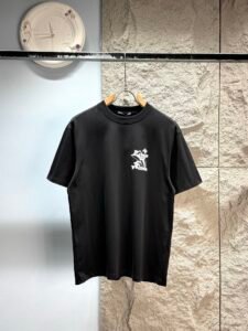 Louis Vuitton Unisex Abstract Monogram Graphic Embroidery Oversized T-Shirt, Black, Luxury Casual Short Sleeve Top