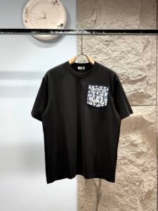 Dior Unisex Oblique Jacquard Patch Logo Oversized T-Shirt, Black, Luxury Casual Short Sleeve Top