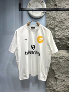 Balenciaga Unisex Multi-Logo Sport Graphic Oversized T-Shirt, White, High Street Luxury Casual Short Sleeve Top