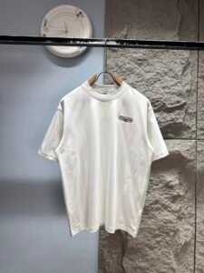 Dior Unisex Vintage Patch Logo Oversized T-Shirt, Off White, Retro French Luxury Casual Short Sleeve Top