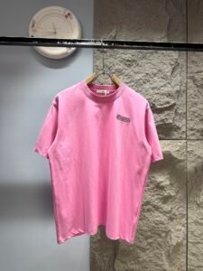 Dior Unisex Vintage Patch Logo Oversized T-Shirt, Pink, Retro French Luxury Casual Short Sleeve Top