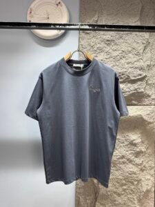 Dior Unisex Vintage Patch Logo Oversized T-Shirt, Charcoal Grey, Retro French Luxury Casual Short Sleeve Top
