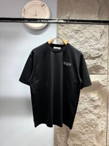 Dior Unisex Vintage Patch Logo Oversized T-Shirt, Black, Retro French Luxury Casual Short Sleeve Top