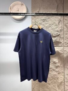 Celine Unisex Mini Triomphe Embroidery Logo Oversized T-Shirt, Navy Blue, French Minimalist Luxury Casual Short Sleeve Top