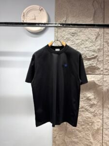 Celine Unisex Mini Triomphe Embroidery Logo Oversized T-Shirt, Black, French Minimalist Luxury Casual Short Sleeve Top