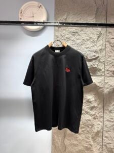 Celine Unisex Vintage Car Embroidery Logo Oversized T-Shirt, Black, French Retro Minimalist Luxury Casual Short Sleeve Top